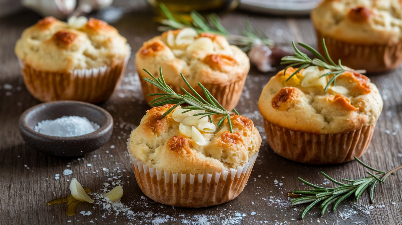 Garlic Rosemary Focaccia Muffins