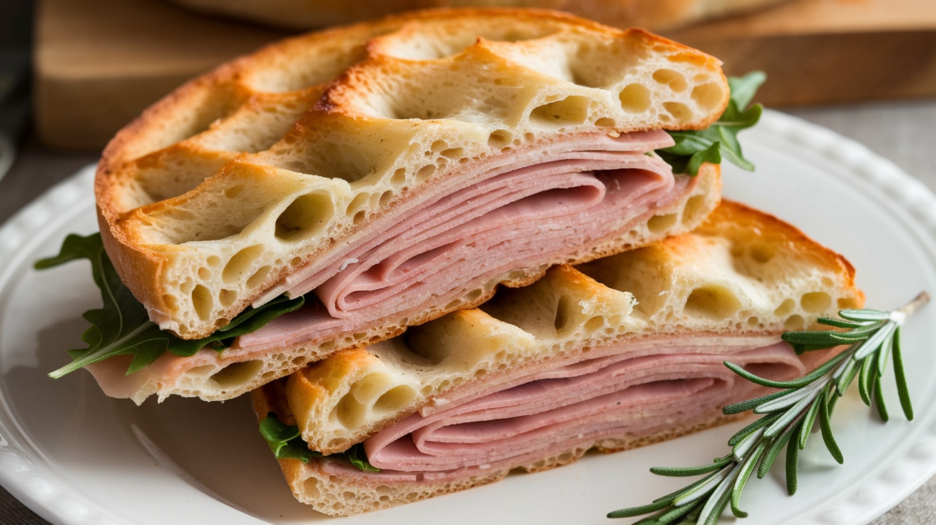 Mortadella Focaccia Sandwich