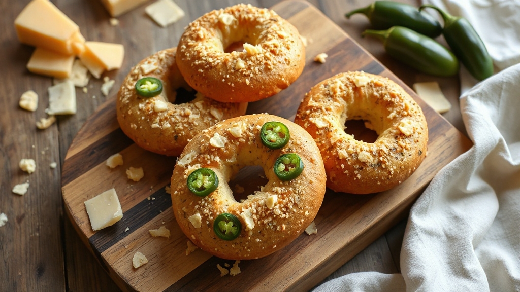 Jalapeno Cheddar Sourdough Bagels