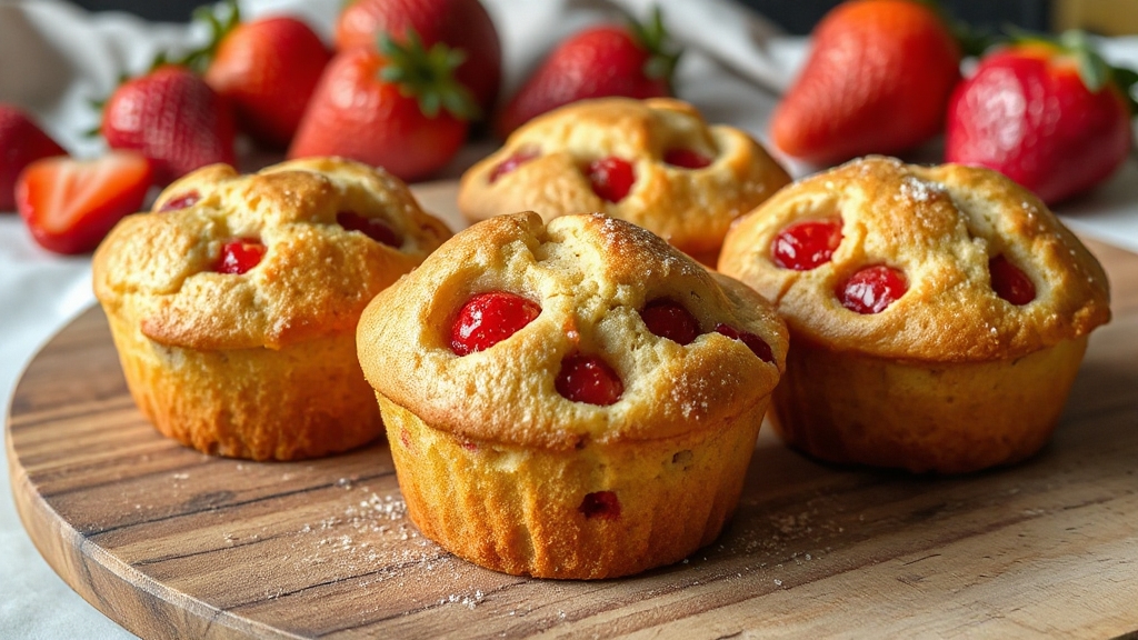 fresh strawberry sourdough muffins