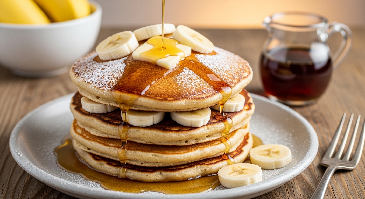 banana sourdough pancakes