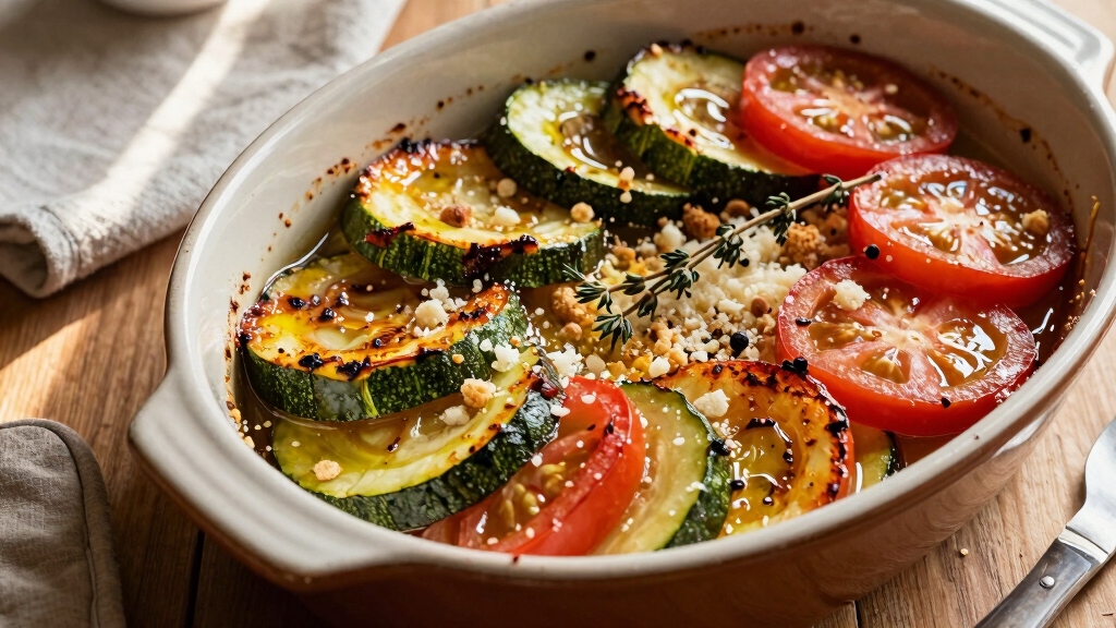 uncovered baked zucchini tomato
