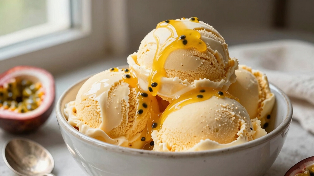 ripe passion fruit ice cream