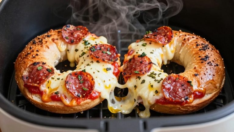 crispy air fried pizza bagel