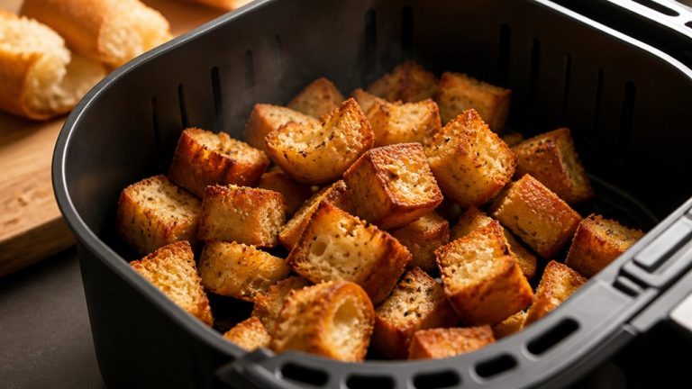 air fried seasoned garlic croutons