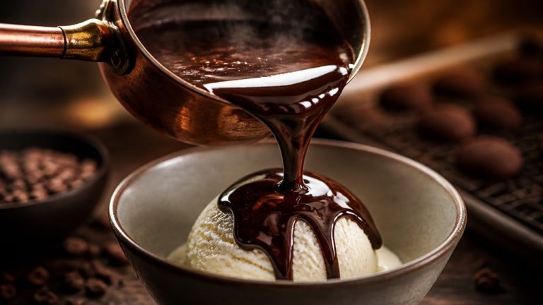 melted chocolate hardened into shell