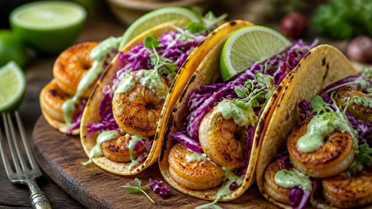 crispy air fried shrimp tacos