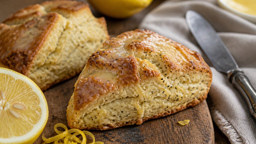 tangy sourdough poppyseed scones
