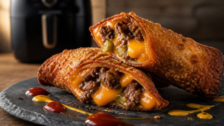 air fried cheeseburger eggrolls