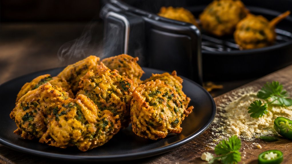 air fried crispy vegetable pakoras